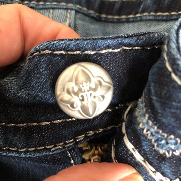 Miss Me Thick Stitched Retro Y2K Low Rise Boot Cut Denim Womens Jeans 28x34 - Picture 11 of 16